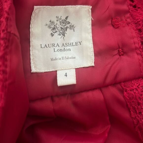Laura Ashley London girls dress Lace Red size 4 - Picture 5 of 7